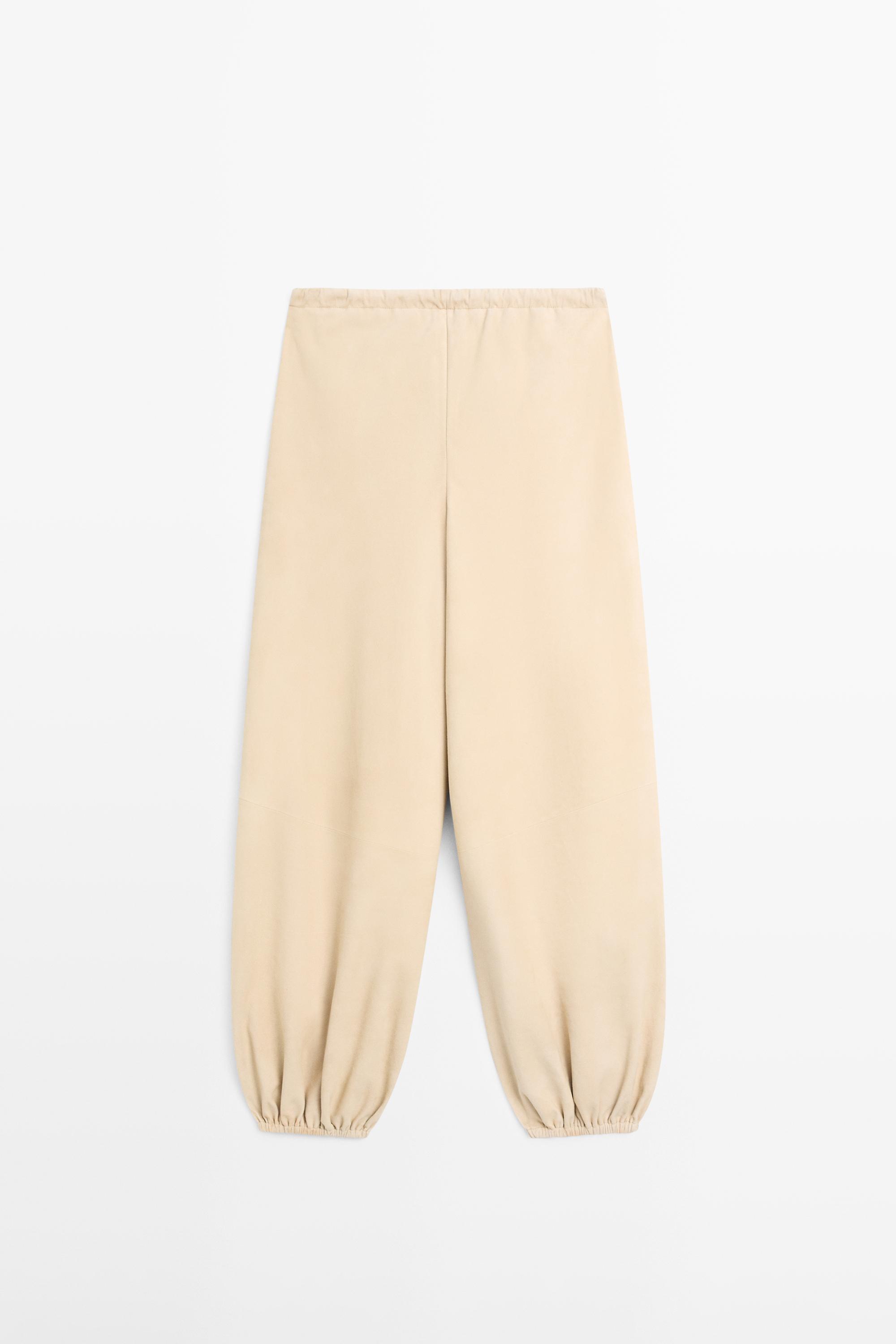 Suede leather sarouel trousers